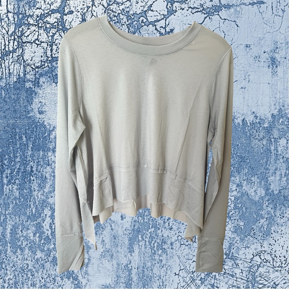 Zenana Semi Cropped Athleisure Women's Gray Long Sleeve Top